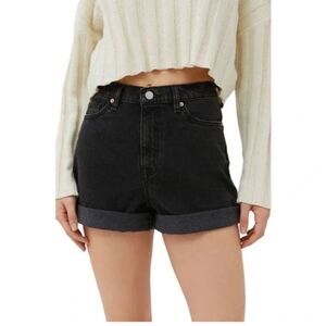 BDG Urban Outfitters Black Corduroy Rolled Cuff Mom Shorts